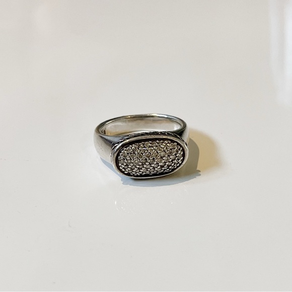 Vintage David Yurman Sterling Silver Pave Diamond Ring - 6.75 - Picture 2 of 8